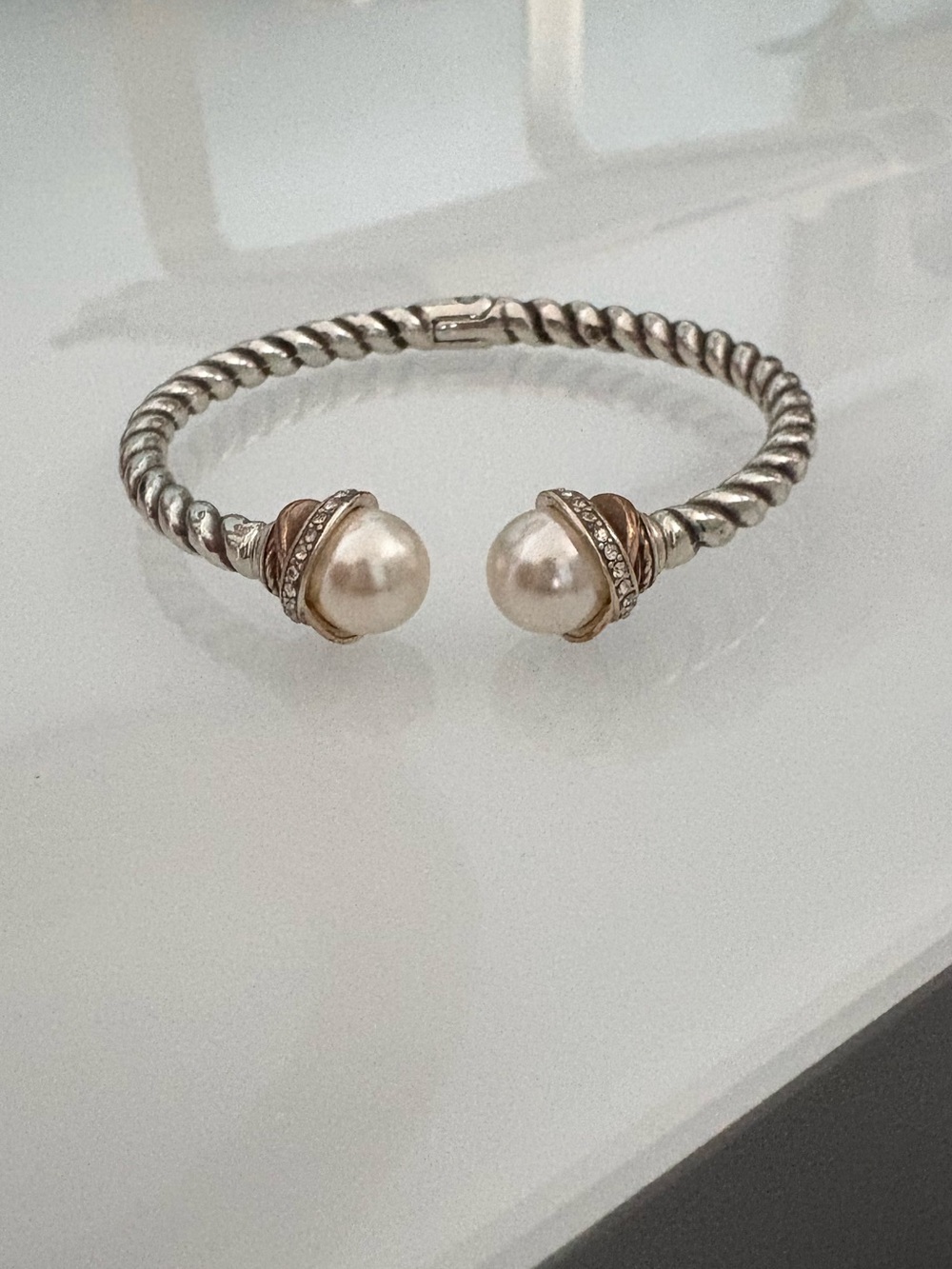 Brighton Elegant Silver-Tone Pearl Cuff Bracelet